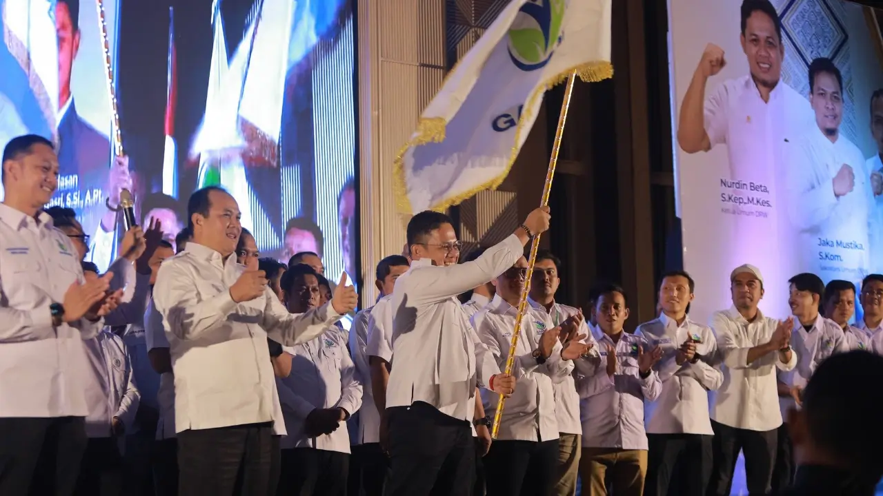 Pelantikan pengurus DPW Gapembi Sulsel berlangsung di Ballroom Sandeq Hotel Claro